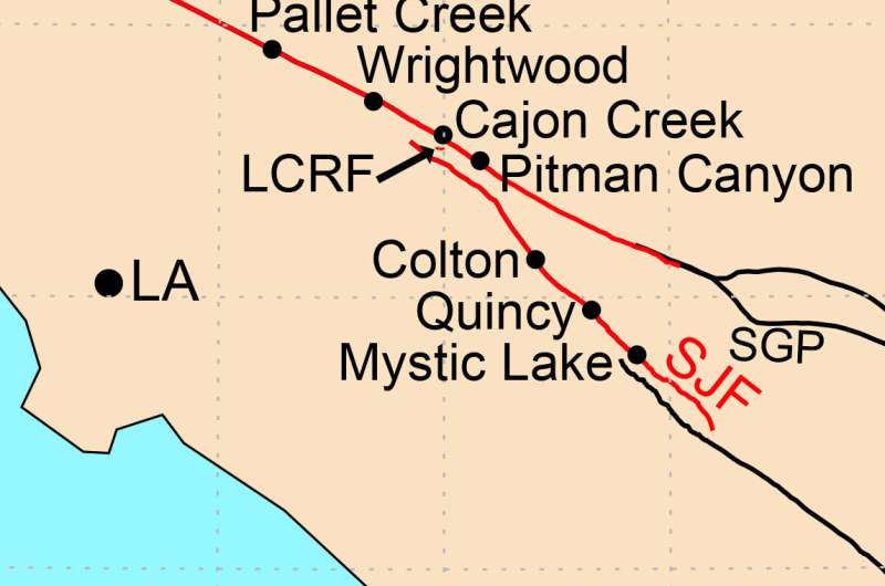 The San Andreas and San Jacinto faults lie close to each other in the San Gabriel mountains. Credit: Alba Rodriguez Padilla Evidence for shared earthquakes between San Andreas and san Jacinto faults